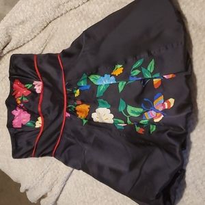 100% silk Voom by Joy Han black bubble dress with pockets, back zip